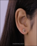 0.02 Carat (ctw) Round White Diamond Ladies Crescent Moon and Star Stud Earrings 10K Yellow Gold