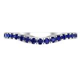 Round Blue Sapphire Ladies Anniversary Contour Wedding Band, Sterling Silver