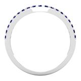 Round Blue Sapphire Ladies Anniversary Contour Wedding Band, Sterling Silver