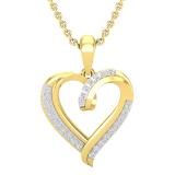0.10 Carat (ctw) Round White Diamond Ladies Heart Pendant 1/10 CT 18K Yellow Gold