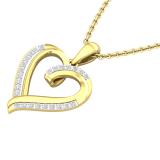 0.10 Carat (ctw) Round White Diamond Ladies Heart Pendant 1/10 CT 18K Yellow Gold
