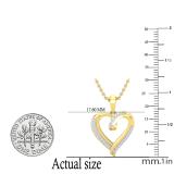 0.10 Carat (ctw) Round White Diamond Ladies Heart Pendant 1/10 CT 18K Yellow Gold