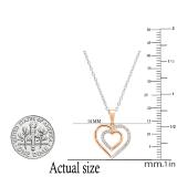 0.10 Carat (ctw) Round White Diamond Ladies Double Heart Pendant 1/10 CT 14K Rose Gold