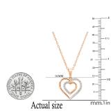 0.10 Carat (ctw) Round White Diamond Ladies Double Heart Pendant 1/10 CT 14K Rose Gold