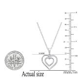 0.10 Carat (ctw) Round White Diamond Ladies Double Heart Pendant 1/10 CT 14K White Gold