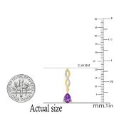 6X4 MM Each Pear Amethyst & Round Diamond Ladies Infinity Dangling Drop Earrings 10K Yellow Gold