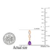 6X4 MM Each Pear Amethyst & Round Diamond Ladies Infinity Dangling Drop Earrings 14K Rose Gold