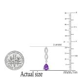 6X4 MM Each Pear Amethyst & Round Diamond Ladies Infinity Dangling Drop Earrings Sterling Silver