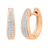 0.15 Carat (ctw) Round White Diamond Ladies Huggies Hoop Earrings 10K Rose Gold