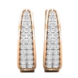0.15 Carat (ctw) Round White Diamond Ladies Huggies Hoop Earrings 10K Rose Gold