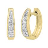 0.15 Carat (ctw) Round White Diamond Ladies Huggies Hoop Earrings 10K Yellow Gold