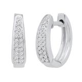 0.15 Carat (ctw) Round White Diamond Ladies Huggies Hoop Earrings Sterling Silver