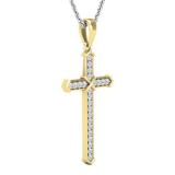 0.20 Carat (ctw) Round White Diamond Mens 'X' Cross Pendant 1/5 CT 10K Yellow Gold