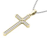 0.20 Carat (ctw) Round White Diamond Mens 'X' Cross Pendant 1/5 CT 10K Yellow Gold