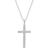0.20 Carat (ctw) Round White Diamond Mens 'X' Cross Pendant 1/5 CT 18K White Gold