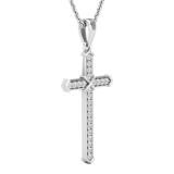 0.20 Carat (ctw) Round White Diamond Mens 'X' Cross Pendant 1/5 CT 18K White Gold