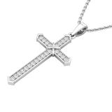 0.20 Carat (ctw) Round White Diamond Mens 'X' Cross Pendant 1/5 CT 18K White Gold