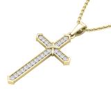 0.20 Carat (ctw) Round White Diamond Mens 'X' Cross Pendant 1/5 CT 14K Yellow Gold