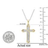 0.14 Carat (ctw) Round White Diamond Mens Fashion Cross Pendant 14K Yellow Gold