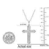 0.14 Carat (ctw) Round White Diamond Mens Fashion Cross Pendant 14K White Gold