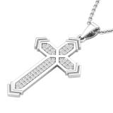 0.14 Carat (ctw) Round White Diamond Mens Fashion Cross Pendant Sterling Silver