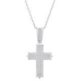 0.32 Carat (ctw) Round White Diamond Ladies Cross Pendant 1/3 CT 10K White Gold