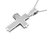 0.32 Carat (ctw) Round White Diamond Ladies Cross Pendant 1/3 CT 10K White Gold
