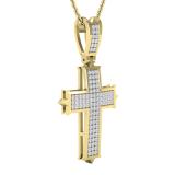 0.32 Carat (ctw) Round White Diamond Ladies Cross Pendant 1/3 CT 10K Yellow Gold