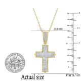 0.32 Carat (ctw) Round White Diamond Ladies Cross Pendant 1/3 CT 10K Yellow Gold