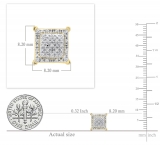 0.15 Carat (ctw) Round White Diamond Ladies Square Shape Stud Earrings 18K Yellow Gold