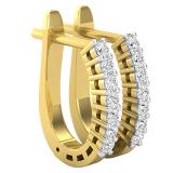 0.25 Carat (ctw) Round White Diamond Ladies Hoop Earrings 1/4 CT 14K Yellow Gold