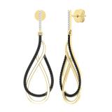 0.30 Carat (ctw) Round Black and White Diamond Ladies Dangling Drop Earrings 1/3 CT 18K Yellow Gold