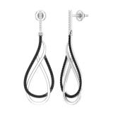 0.30 Carat (ctw) Round Black and White Diamond Ladies Dangling Drop Earrings 1/3 CT Sterling Silver
