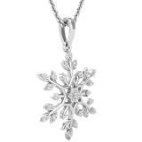 0.22 Carat (ctw) Round White Diamond Ladies Snowflake Pendant 1/4 CT Sterling Silver