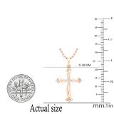 0.12 Carat (ctw) Round White Diamond Ladies Twist Cross Pendant 18K Rose Gold