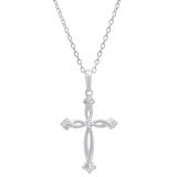 0.12 Carat (ctw) Round White Diamond Ladies Twist Cross Pendant 18K White Gold