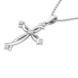 0.12 Carat (ctw) Round White Diamond Ladies Twist Cross Pendant 18K White Gold