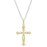 0.12 Carat (ctw) Round White Diamond Ladies Twist Cross Pendant 18K Yellow Gold