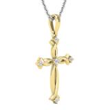 0.12 Carat (ctw) Round White Diamond Ladies Twist Cross Pendant 18K Yellow Gold