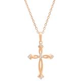 0.12 Carat (ctw) Round White Diamond Ladies Twist Cross Pendant 18K Rose Gold