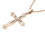 0.12 Carat (ctw) Round White Diamond Ladies Twist Cross Pendant 18K Rose Gold