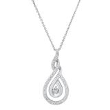 0.25 Carat (ctw) Round White Diamond Ladies Swirl Drop Pendant 1/4 CT Sterling Silver
