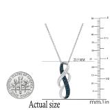 0.20 Carat (ctw) Round Blue & Baguette White Diamond Ladies Swirl Pendant 1/5 CT, Sterling Silver