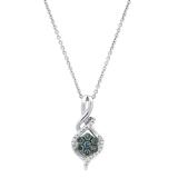 0.13 Carat (ctw) Round Blue & White Diamond Ladies Cluster Swirl Infinity Pendant, Sterling Silver