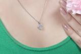 Heart Opal & Round White Diamond Ladies Halo Style Heart Shape Pendant Sterling Silver