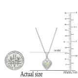 Heart Opal & Round White Diamond Ladies Halo Style Heart Shape Pendant Sterling Silver