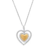 0.10 Carat (ctw) Round Diamond Ladies Rope Heart Pendant 1/10 CT Yellow Gold Plated Sterling Silver
