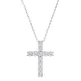 0.25 Carat (ctw) Round White Diamond Ladies Cross Religious Pendant 1/4 CT Sterling Silver