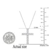 0.25 Carat (ctw) Round White Diamond Ladies Cross Religious Pendant 1/4 CT Sterling Silver