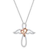 0.25 Carat (ctw) Round Diamond Ladies Angel Wing Pendant 1/4 CT Rose Gold Plated Sterling Silver